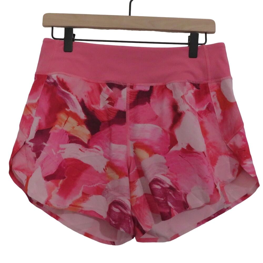 Athleta Womens Sz S Painted Energy Coral Pink Pattern Run With It 3.5” Shorts